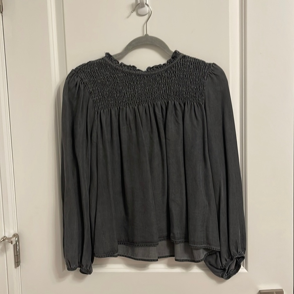 Zara Ruched Gray Blouse